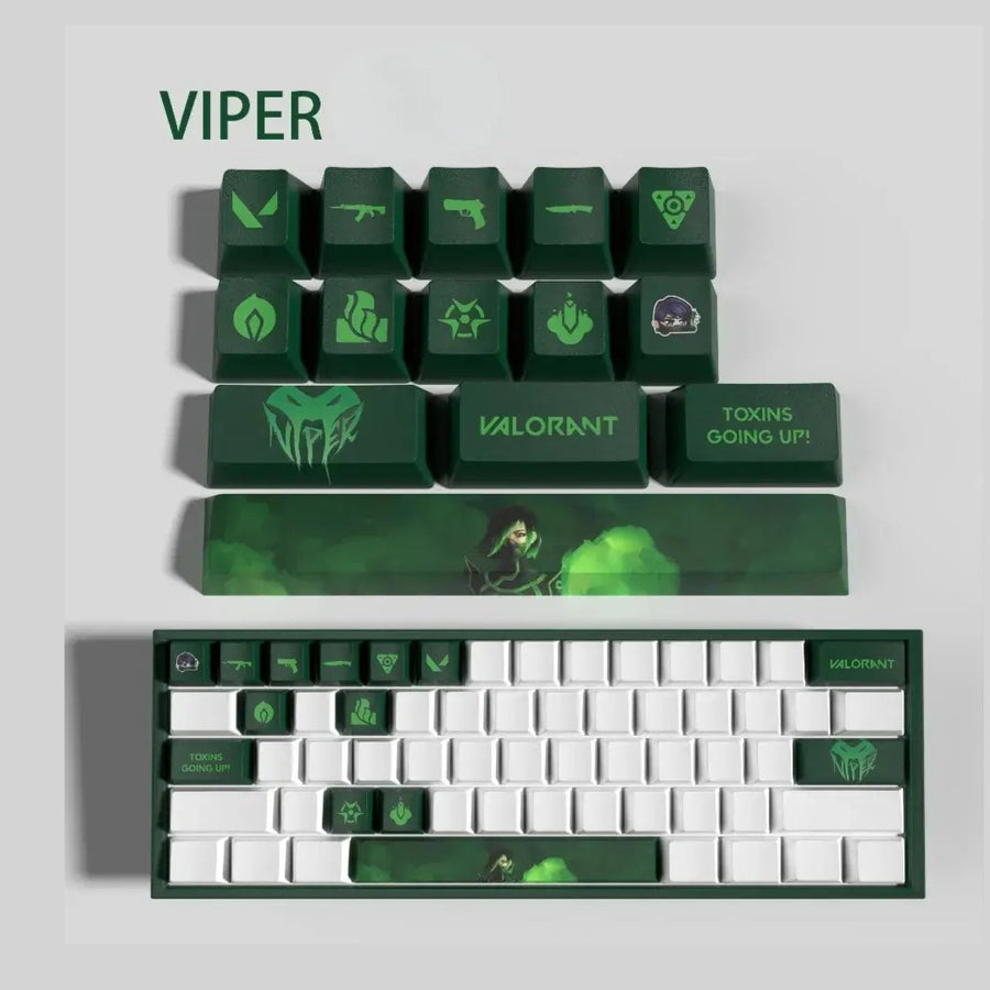 Set de 14 keycaps Valorant Viper en PBT ultra-résistant