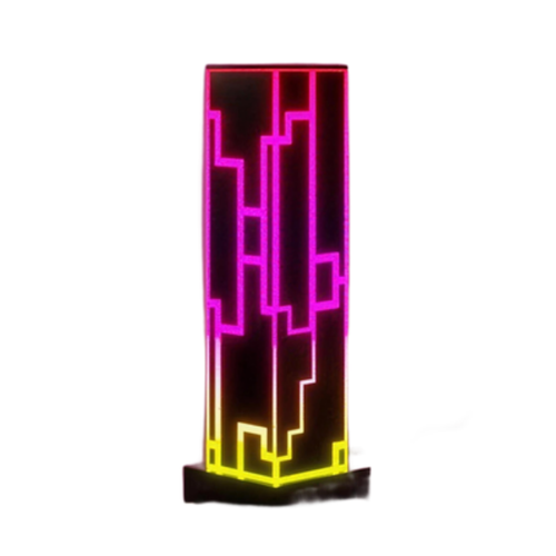 Lampe colonne en acrylique 27,5 cm — motif labyrinthe ou treillis, télécommande, prise européenne