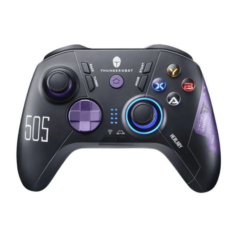 Vue de face de la manette Thunderobot G50S en noir et bleu.