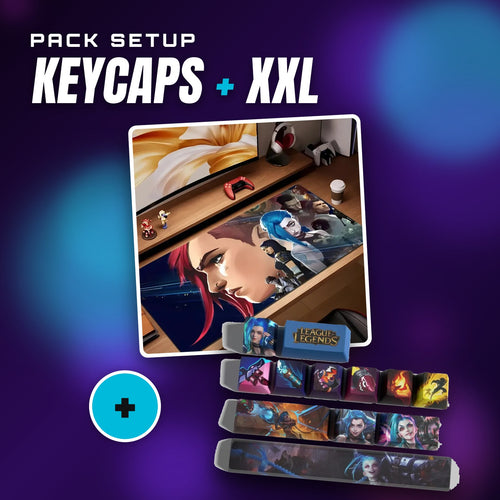 Jinx-Setup-Set – Jinx-Keycaps + Arcane-XXL-Mauspad Arcane auf Schwarz
