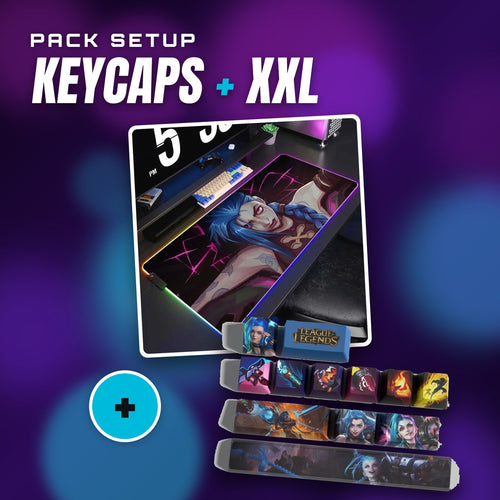 Jinx-Setup-Set – Jinx-Keycaps + XXL-RGB-Mauspad Jinx, Powder & Silco