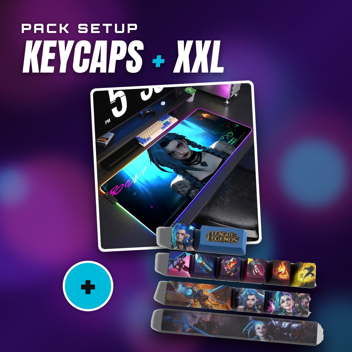 Pack Jinx : keycaps + tapis de souris XXL – visuel Jinx V1