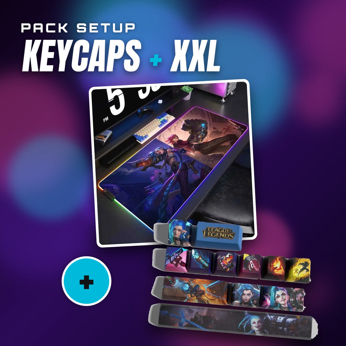 Pack Jinx : keycaps + tapis de souris XXL – visuel Vi & Jinx