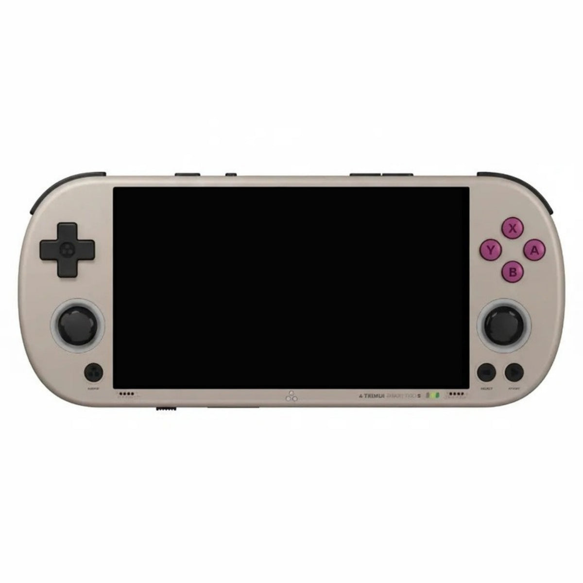 Gray TrimUI Smart Pro S console, screen off