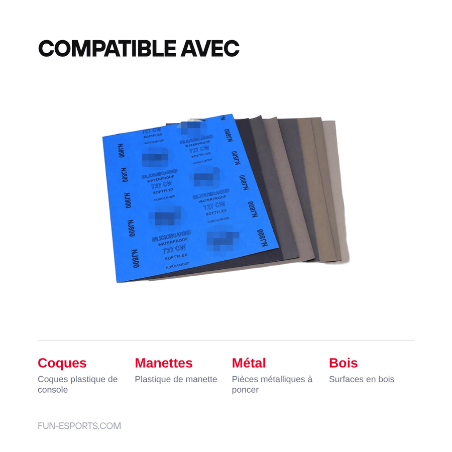 Compatible avec — Papier abrasif à l'eau — lot de 2 feuilles, grain 60 à 20000 au choix