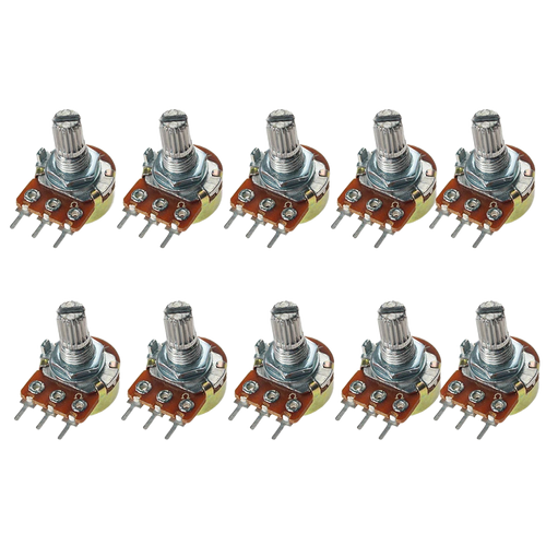 WH148-Potentiometer, 15-mm-Achse, 3 Pins — 10er-Set, Muttern inklusive
