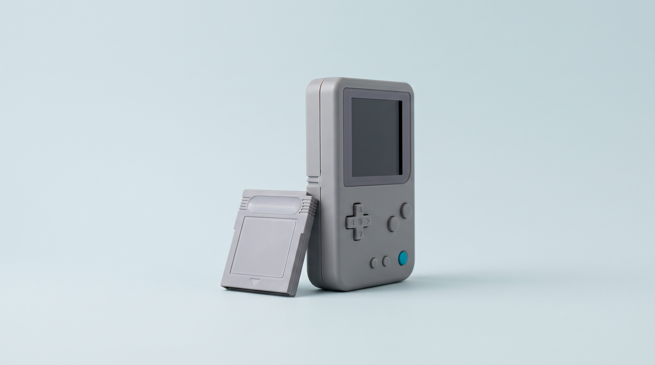 Petite cartouche de jeu grise et console portable rétro verticale à écran carré