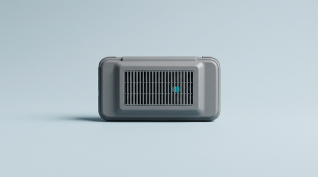 Console portable rétro retournée montrant sa grille de ventilation arrière en détail