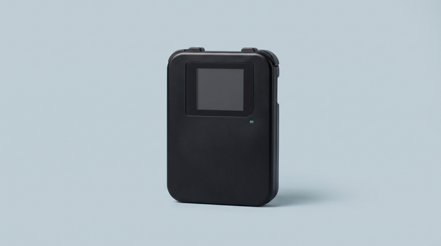 Console portable rétro compacte noire au format vertical, petit écran carré éteint