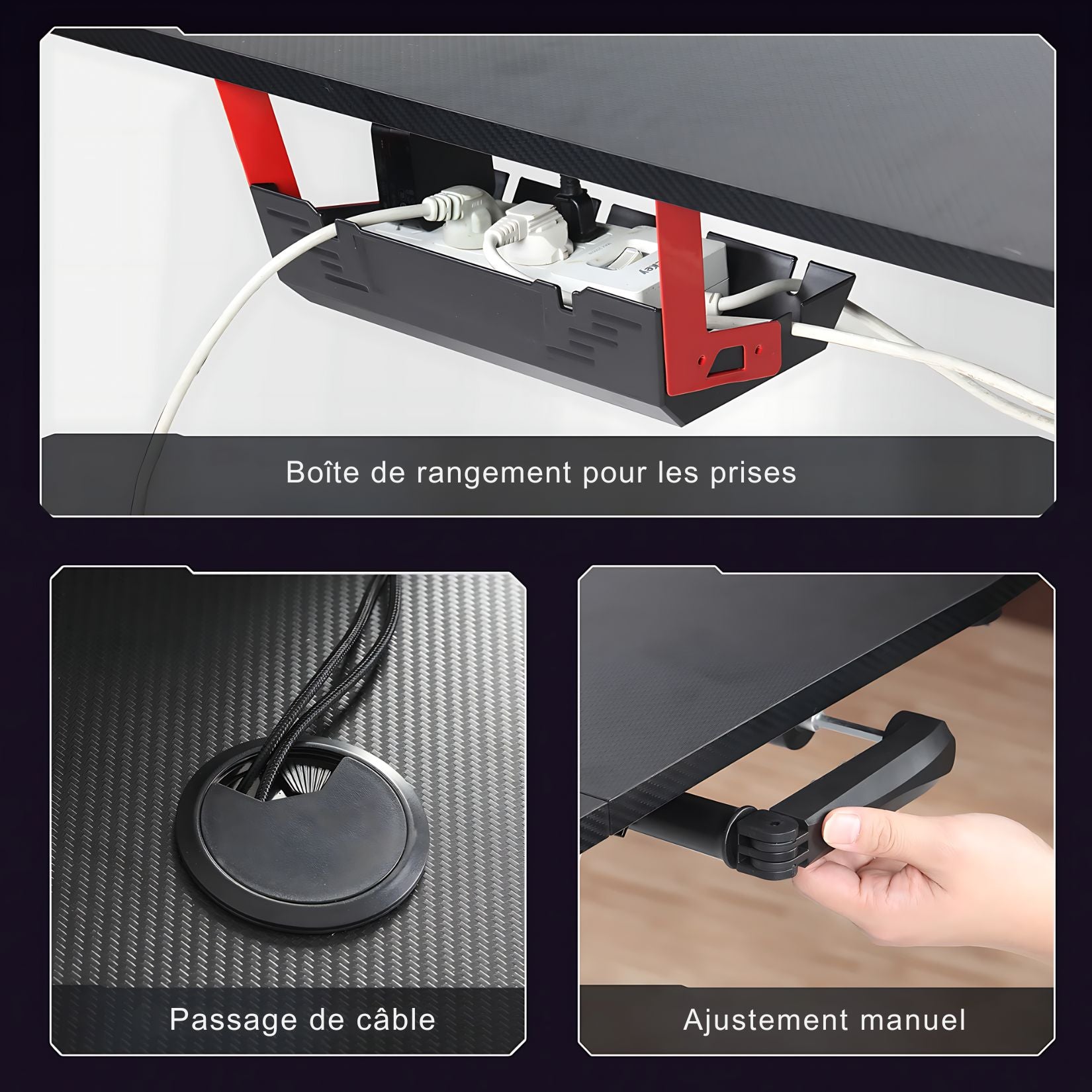 Ce bureau gamer possède plusieurs source de rangement