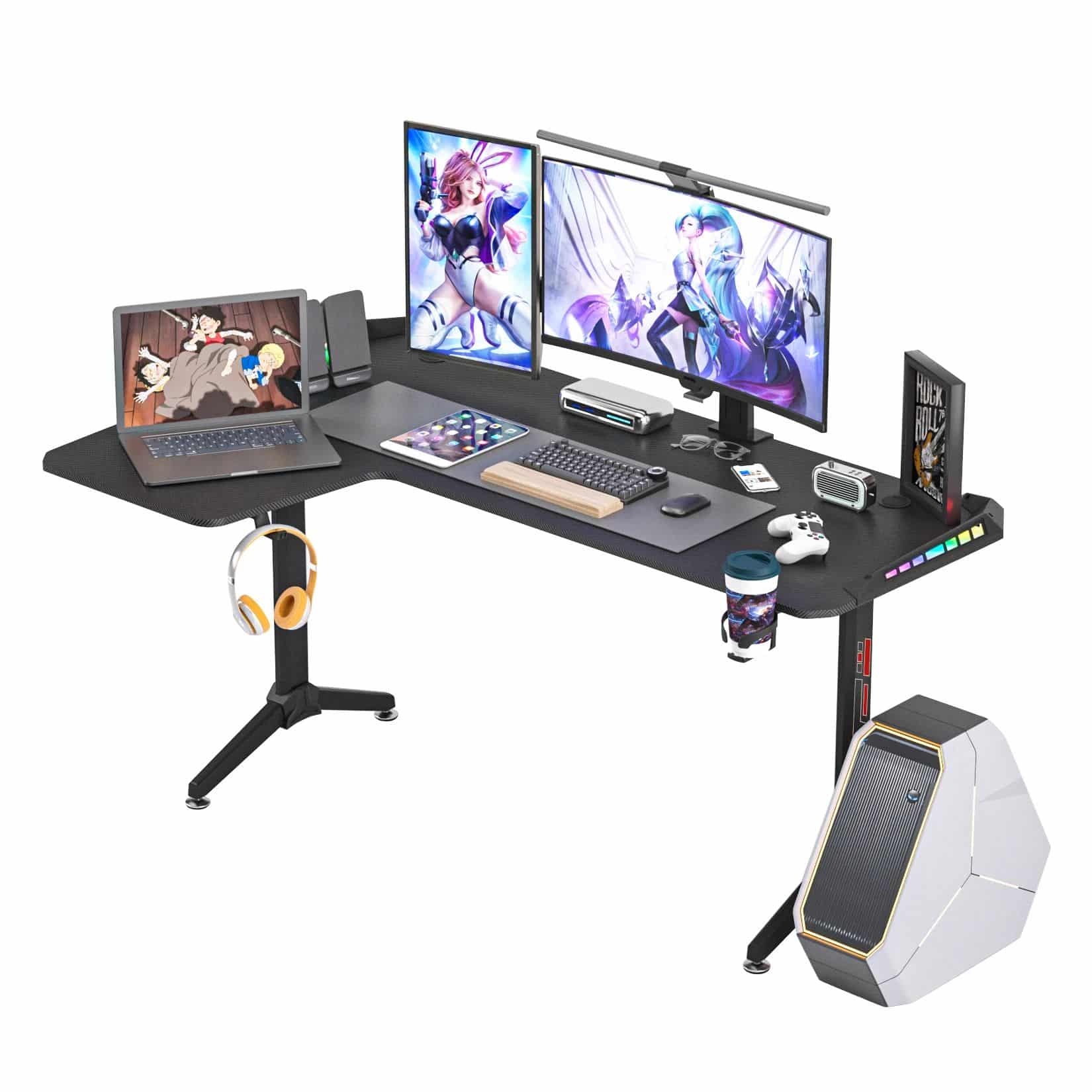 Bureau gamer à angle gauche led rgb