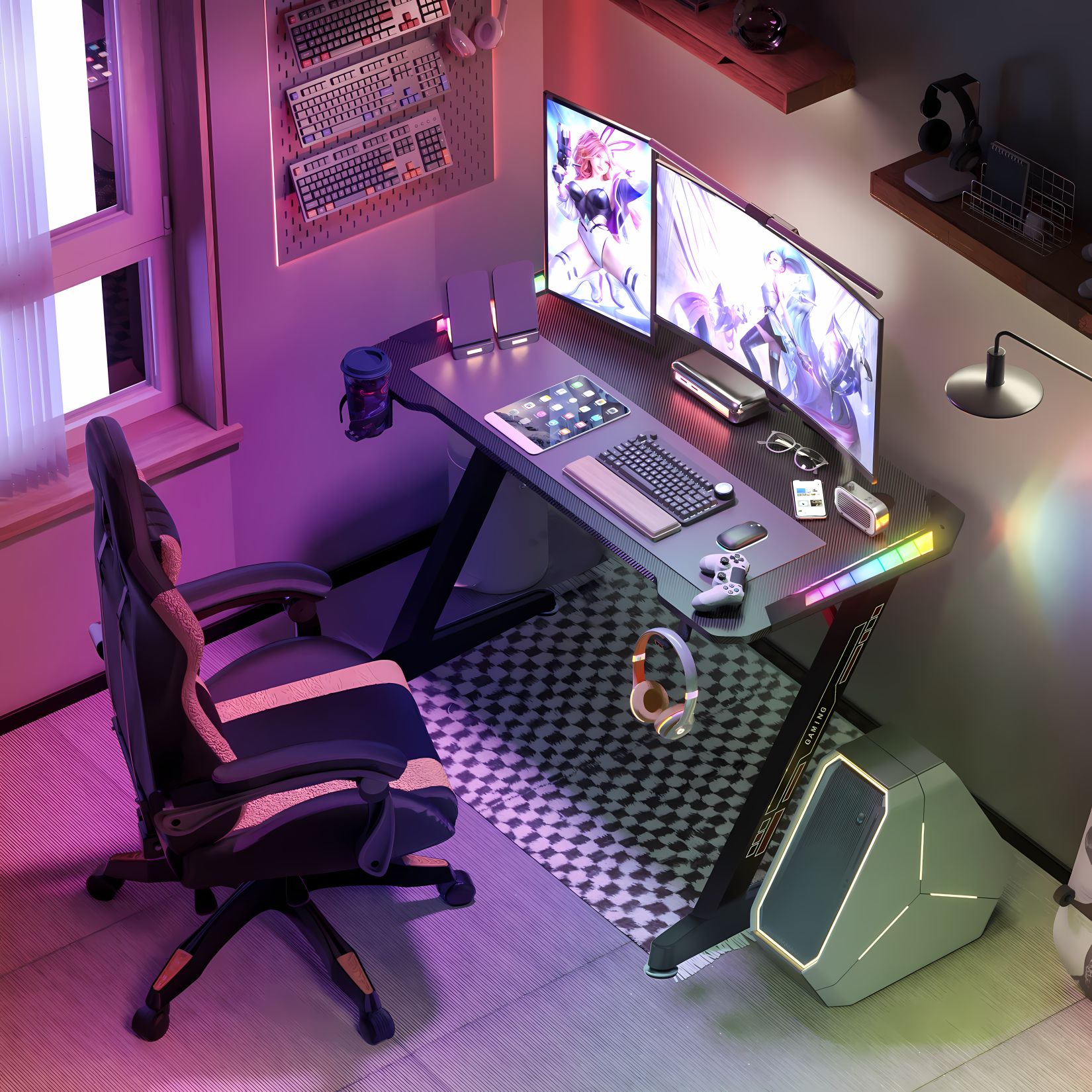 Bureau gamer led rgb parfait pour les petits espaces de jeu
