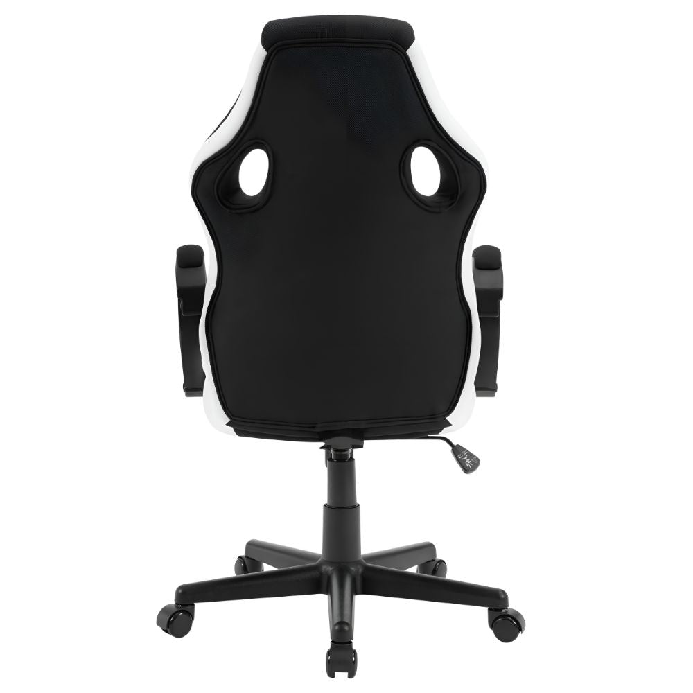 Vue de dos de la chaise gamer WOLTU blanc, parfaite pour de longues sessions de jeu