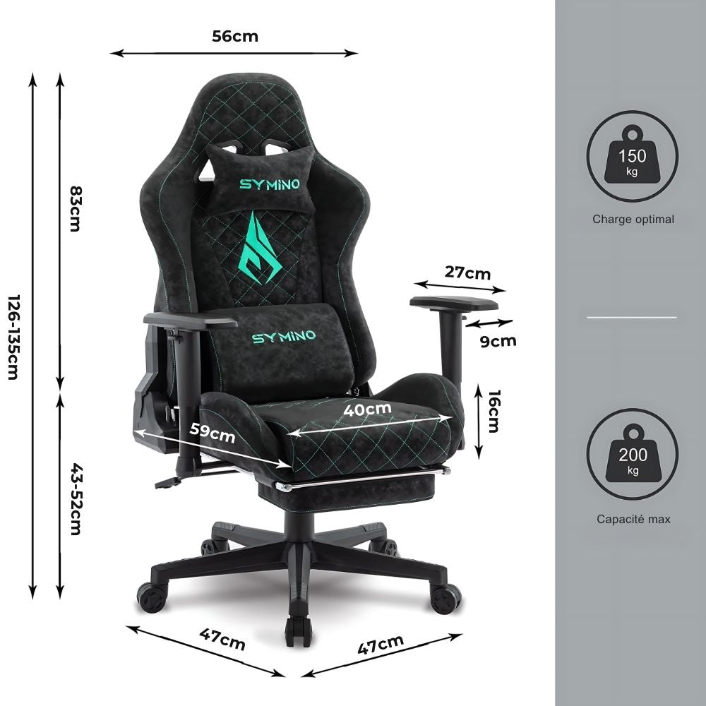 Acoudoirs réglables en hauteur et en largeur de la chaise gamer symino pour un confort optimal.