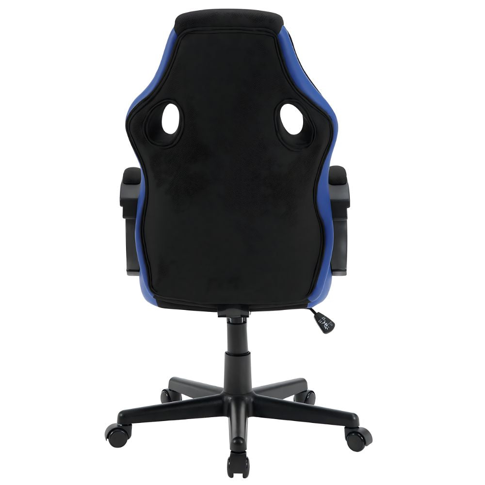 Vue de dos  de la chaise gamer WOLTU bleu, parfaite pour de longues sessions de jeu