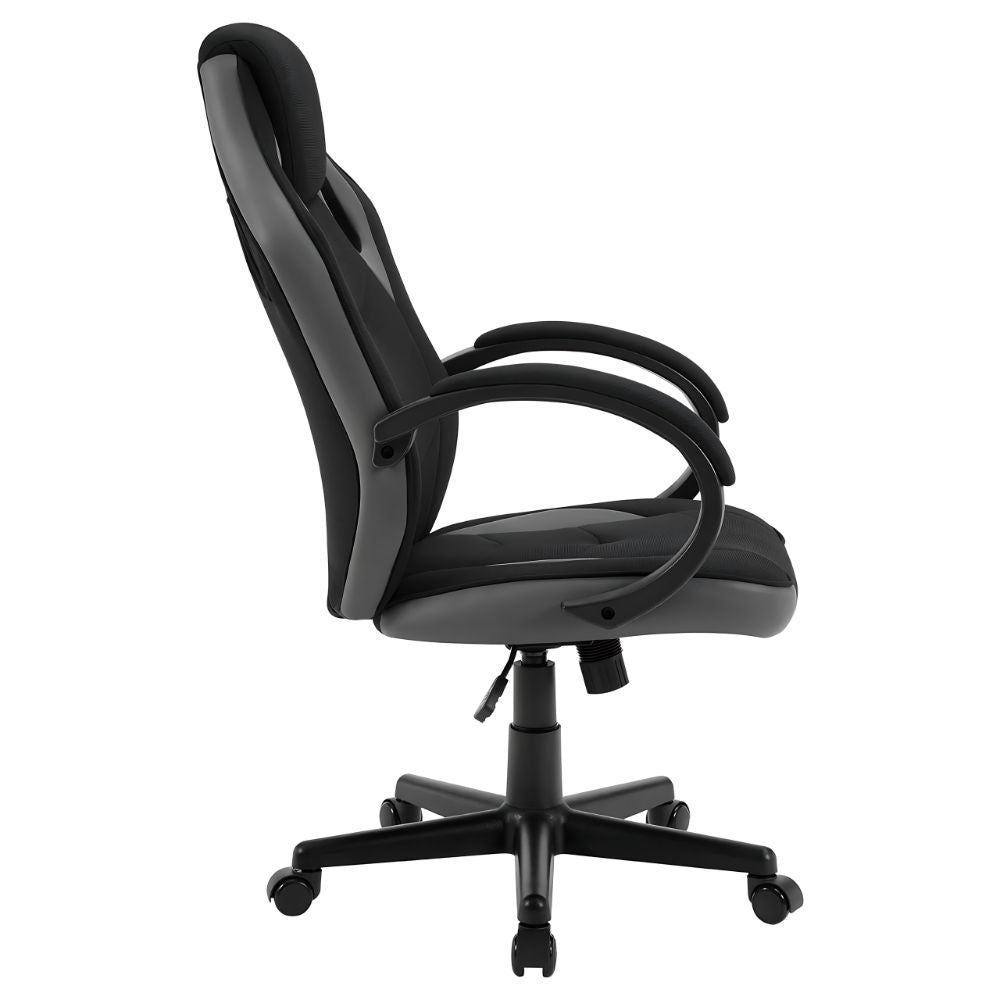 Vue de cote de la chaise gamer WOLTU gris, parfaite pour de longues sessions de jeu