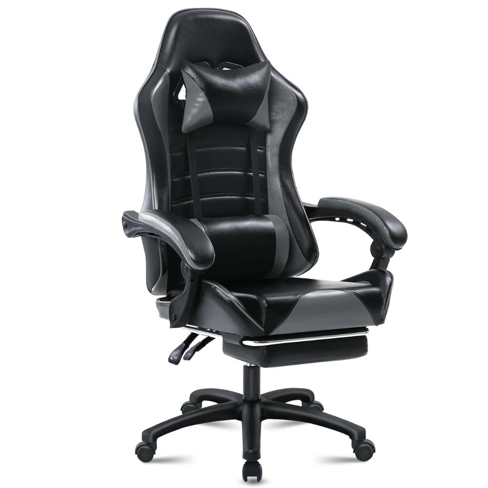 Chaise gamer gris en PU Cuir 
