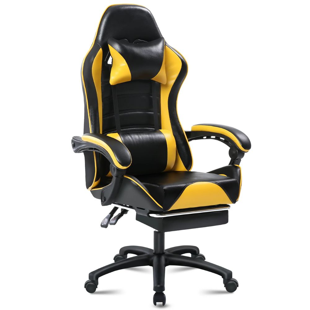 Chaise gamer jaune en PU Cuir 