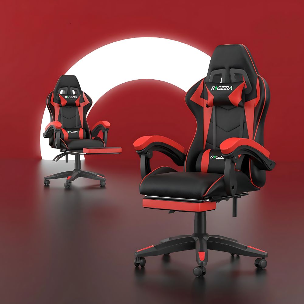Chaise gamer offrant un confort exceptionnel grâce à son rembourrage en mousse mémoire 100% et son soutien lombaire et cervical.