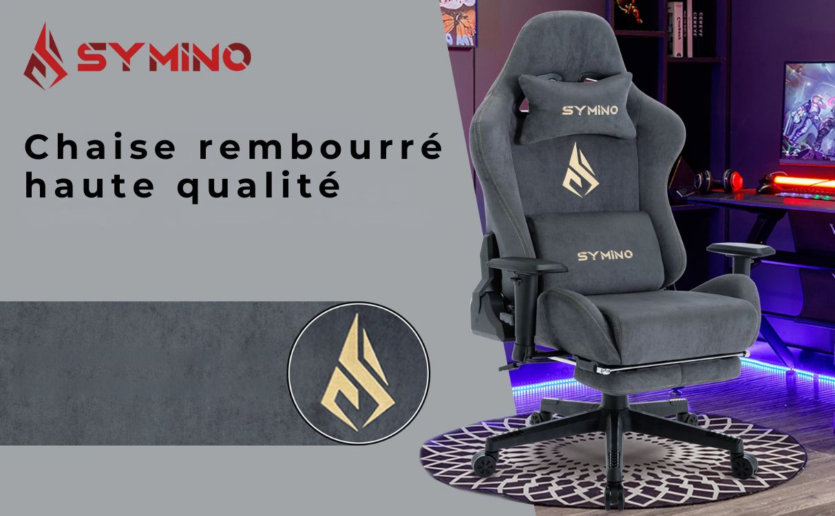 Chaise gamer symino avec coussins à mémoire de forme