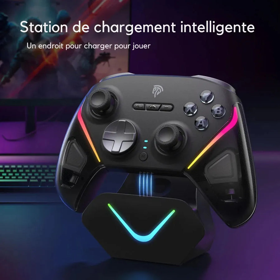 Station de charge fournie avec la manette EasySMX D10 noire.