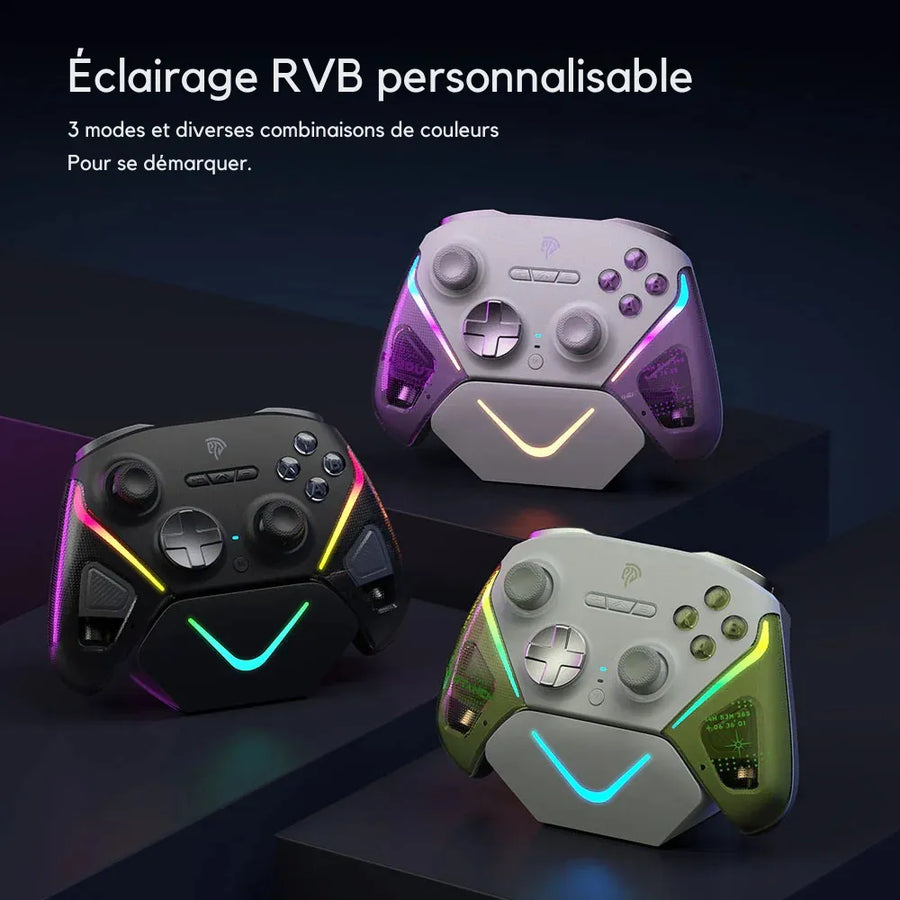 Éclairage RGB personnalisable de la manette EasySMX D10 noire.