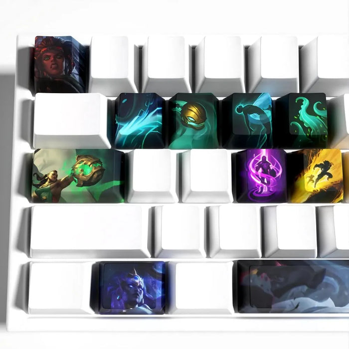 Nagakabouros auf einer kompakten Tastatur — Keycaps Illaoi League of Legends – 12er-Set aus PBT für mechanische Tastaturen