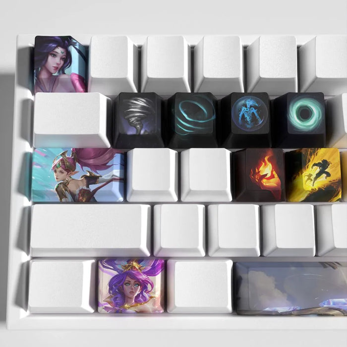 Westwind: Weiß, Mint und Silber — Janna League of Legends Keycaps – 12er-Set PBT-Tastenkappen für mechanische Tastaturen