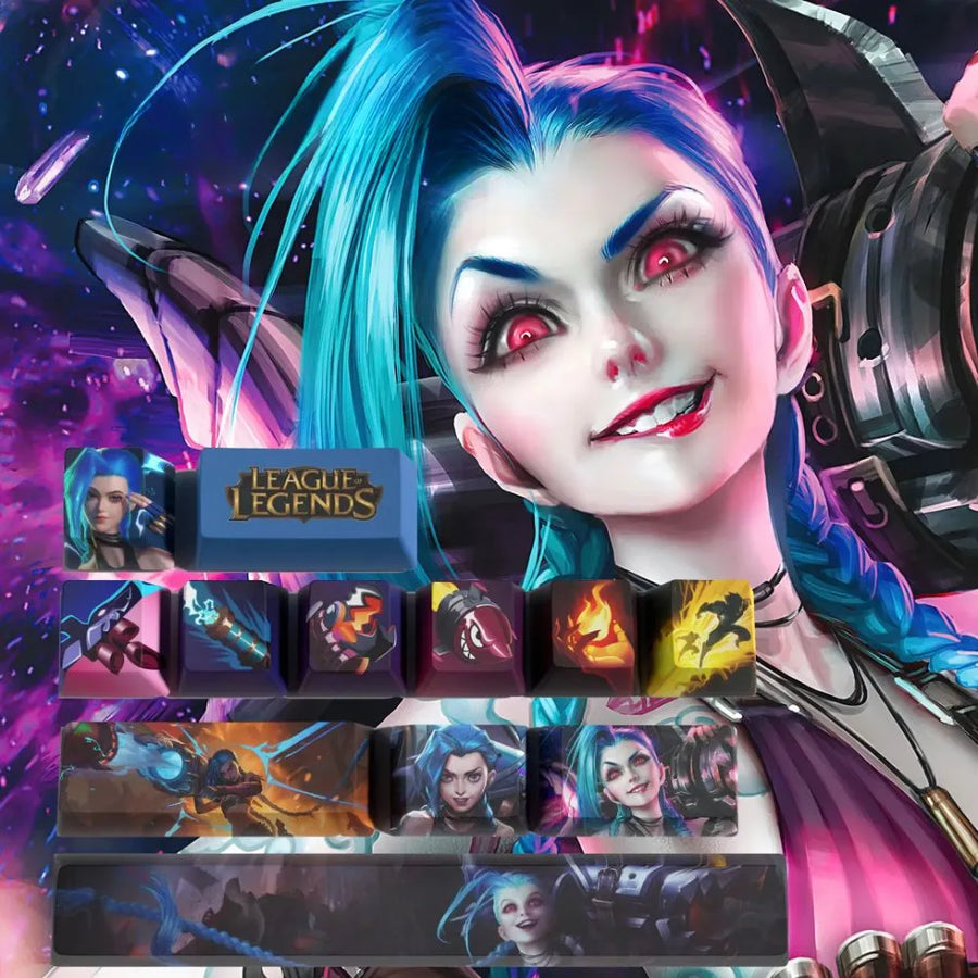 Keycaps Jinx League of Legends, set de 12 touches PBT pour clavier, visuel 3