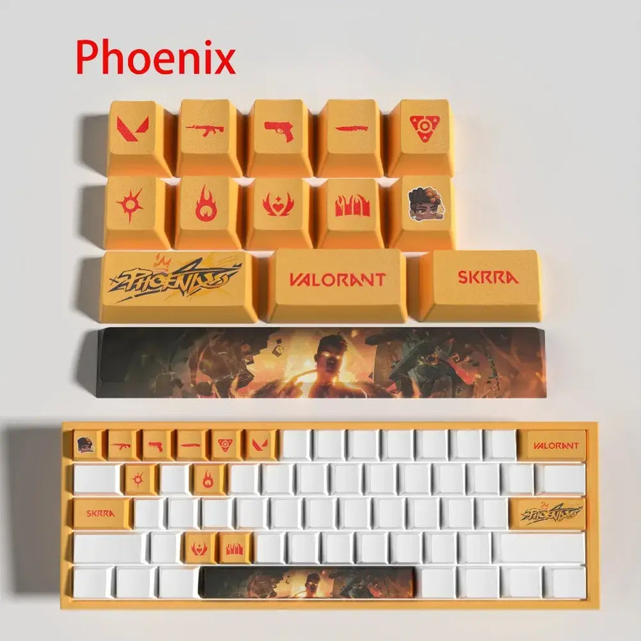 Set de 14 keycaps Valorant Phoenix en PBT ultra-résistant