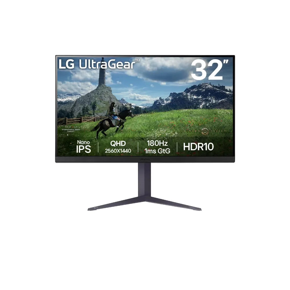 Écran LG UltraGear 32GS85Q-B avec design sans bordures.