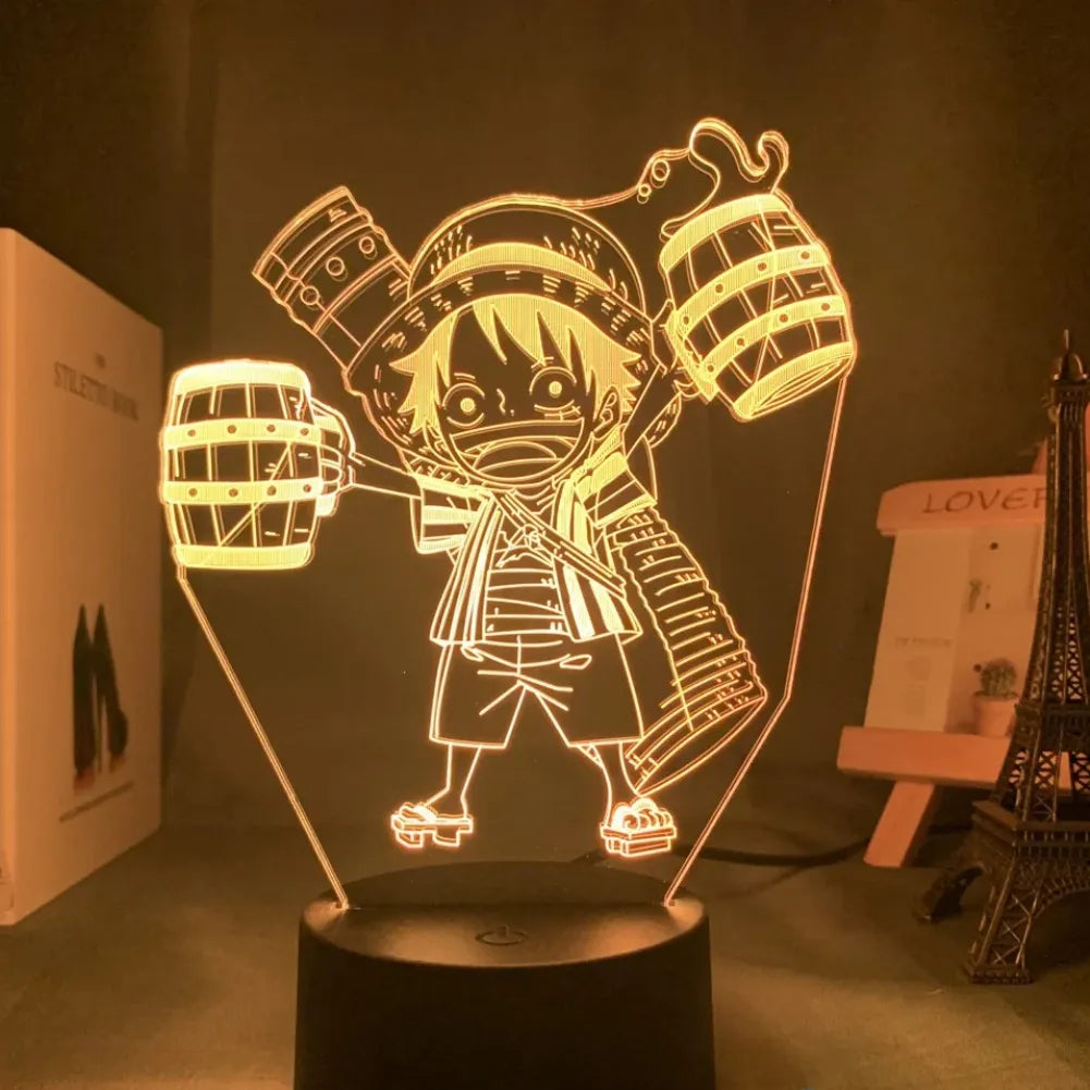 Lampe 3D LED One Piece - Luffy Chibi couleur jaune