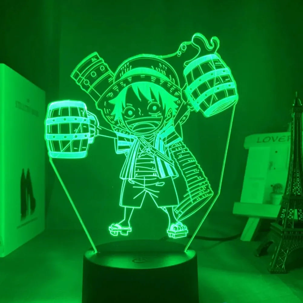 Lampe 3D LED One Piece - Luffy Chibi couleur vert