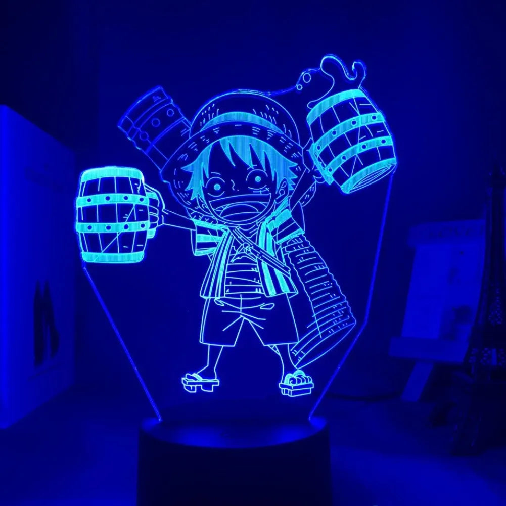 Lampe 3D LED One Piece - Luffy Chibi couleur bleu foncé