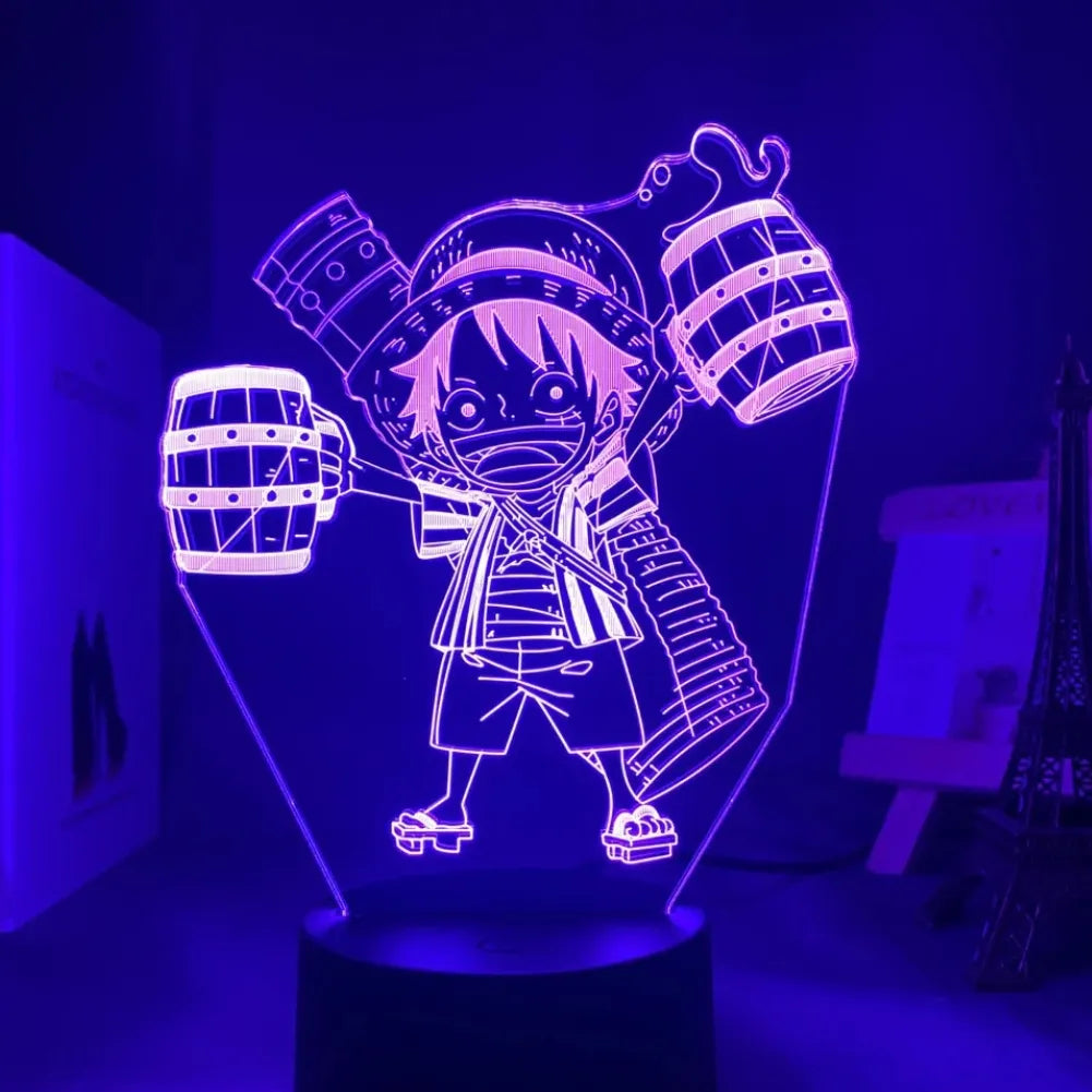 Lampe 3D LED One Piece - Luffy Chibi couleur violet