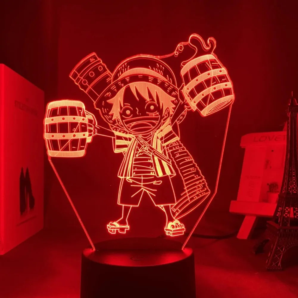 Lampe 3D LED One Piece - Luffy Chibi couleur rouge