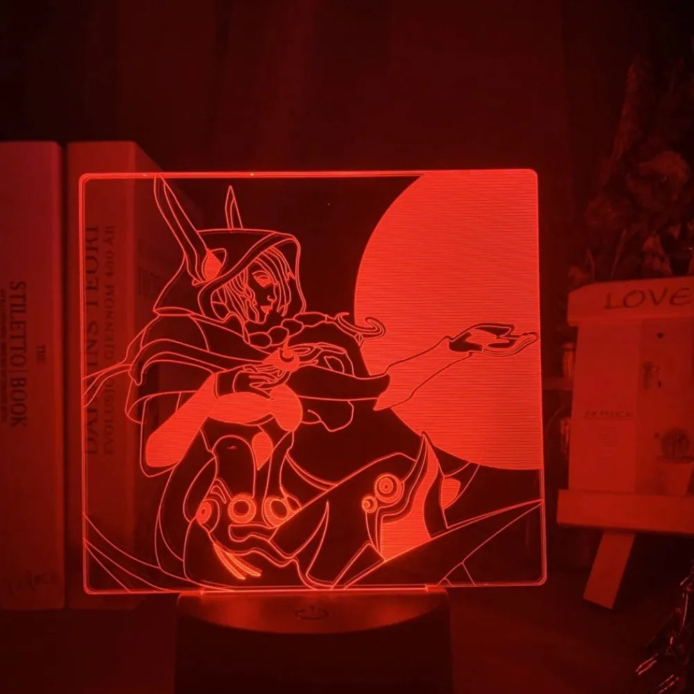 Lampe 3D LED Xayah de couleur rouge