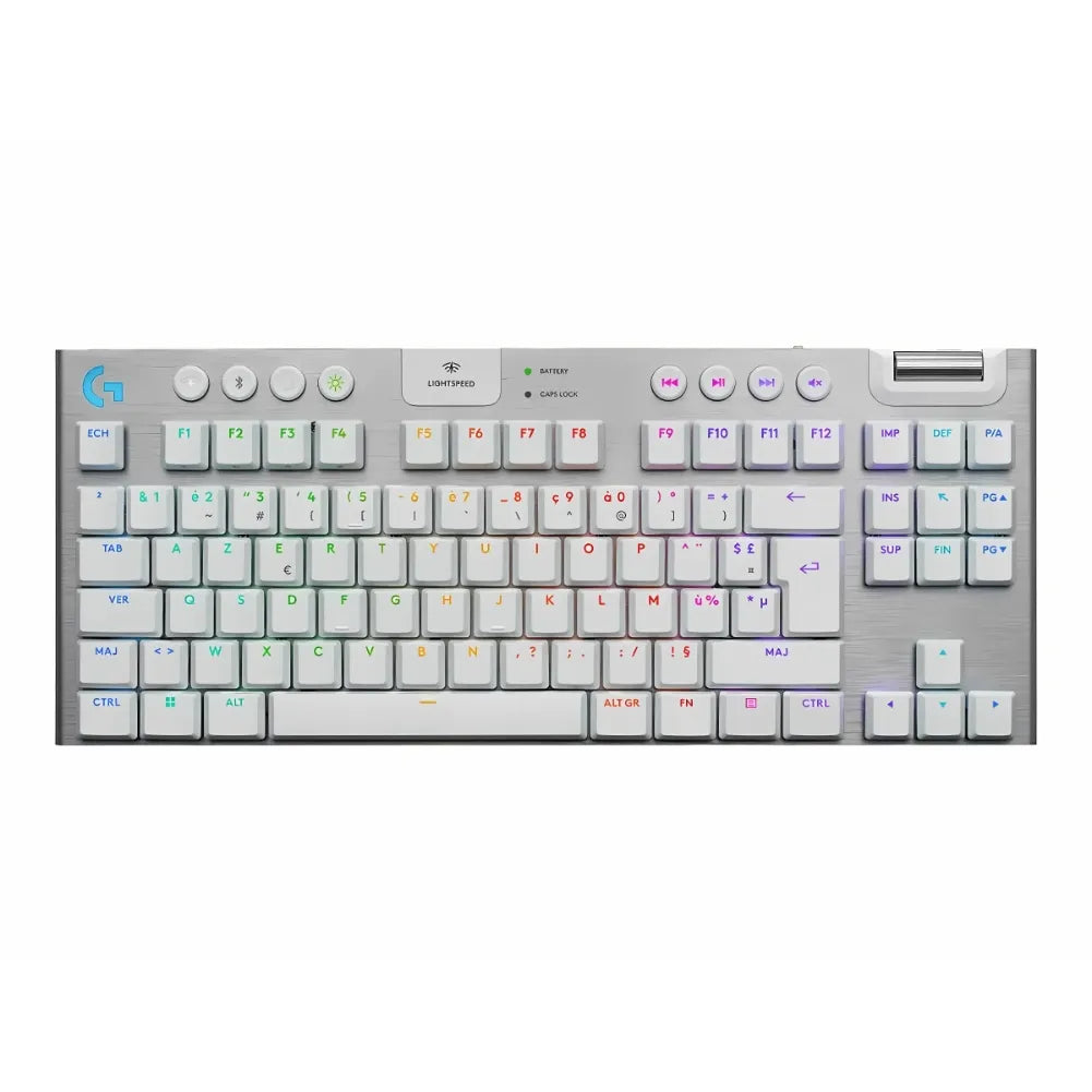 Vue complète du Logitech G915 X avec rétroéclairage LIGHTSYNC activé