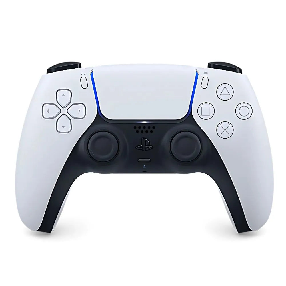 Manette DualSense blanche pour PlayStation 5 avec design ergonomique vue de face