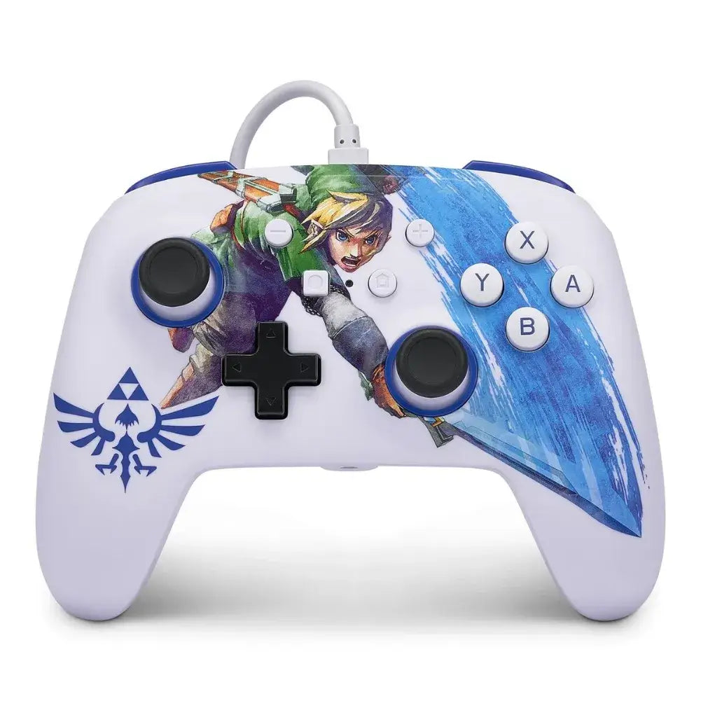 Manette PowerA Zelda Switch vue de face avec design Hyrule