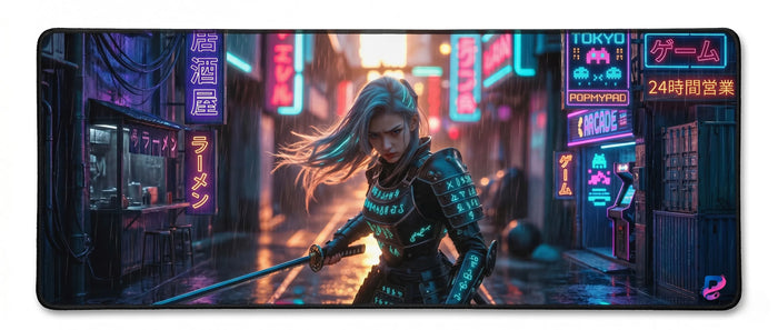 Unterseite, Kanten und Lebensdauer — XXL-Mauspad Cyberpunk Samurai | PopMyPad | 900x400 mm | 3 mm |  Speed und Präzision.