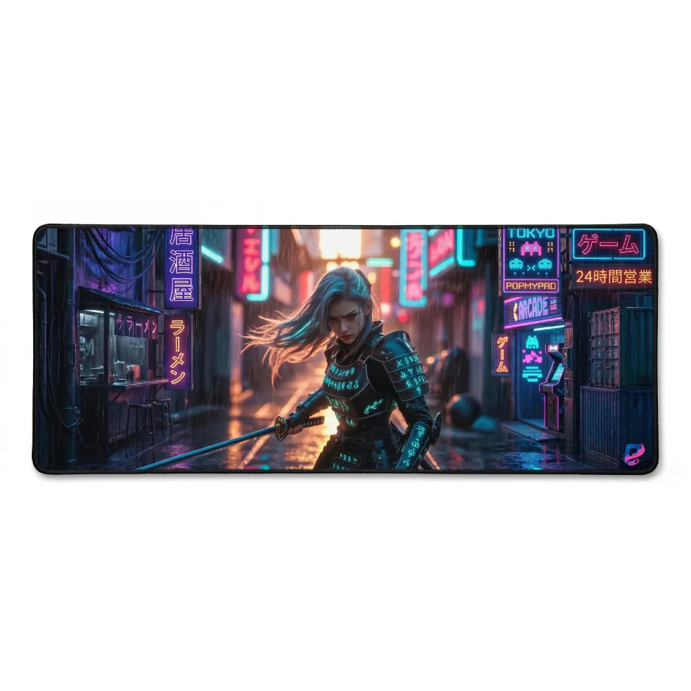 Tapis de souris XXL Cyberpunk Samurai | PopMyPad | 900x400mm | 3 mm |  Vitesse et Précision.