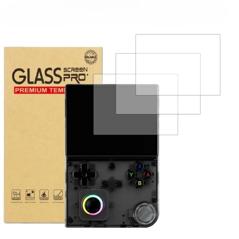 Protection écran Anbernic RG40XXV avec verre trempé, compatible et facile à poser, boîte de protection incluse.