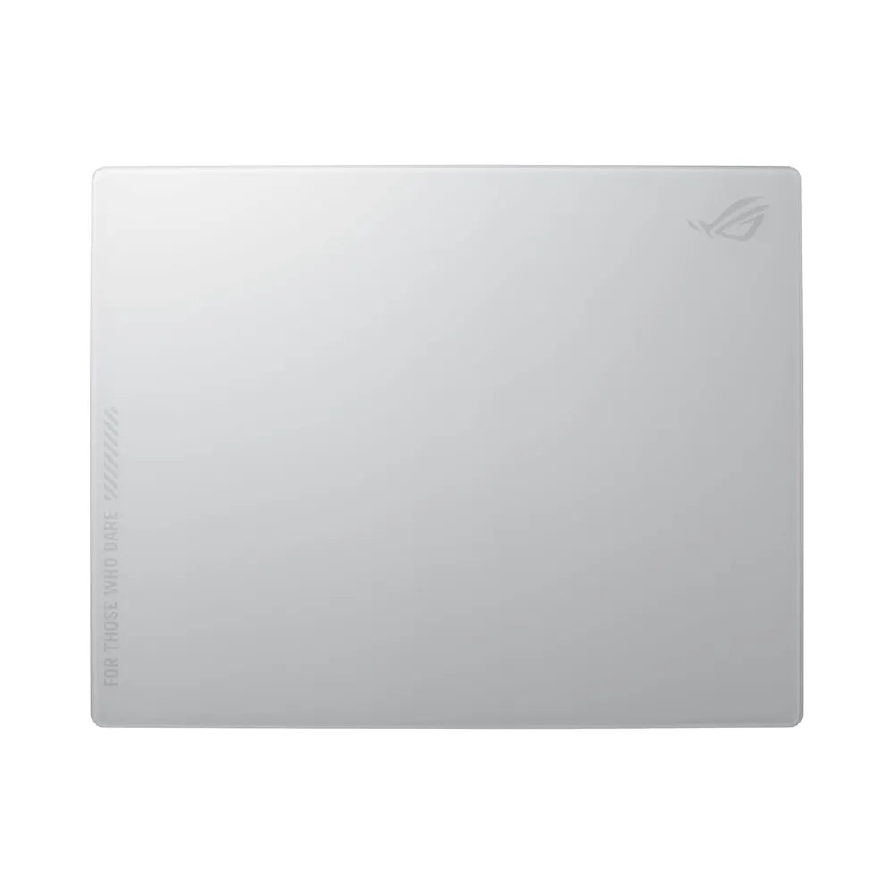 ROG Moonstone Ace L Blanc gaming mouse pad, tempered glass, ultra-smooth surface for pixel-perfect tracking.