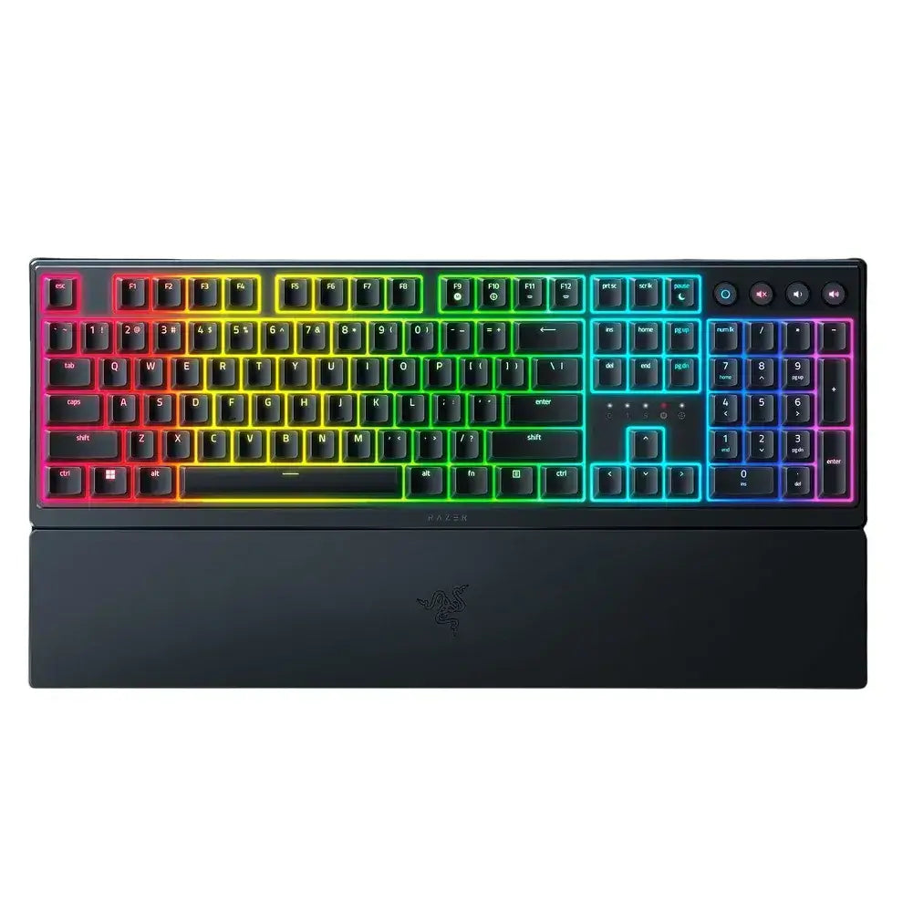 Vue avant du clavier Razer Ornata V3 avec éclairage RGB
