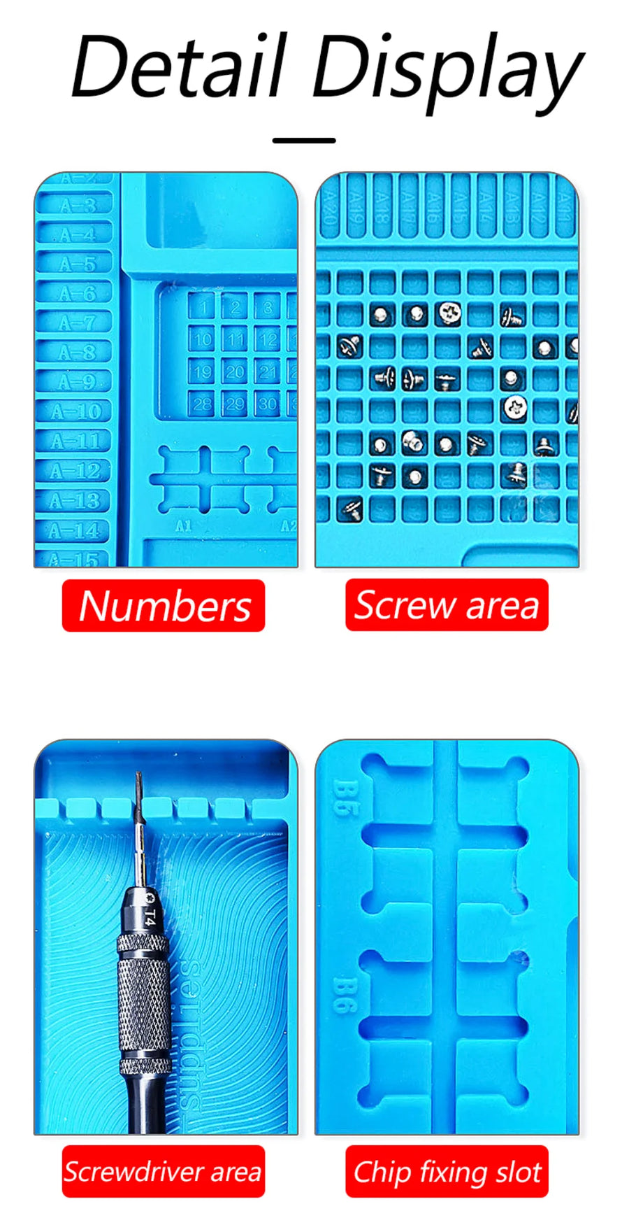 Tapis de réparation en silicone avec compartiments magnétiques pour la soudure et le démontage — visuel 15