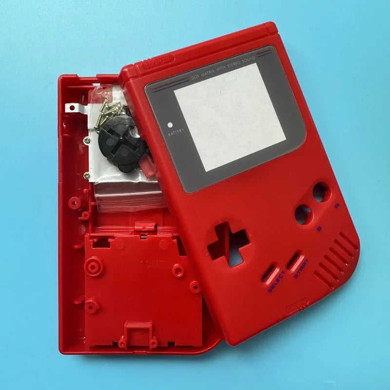 Coque de remplacement complète pour Game Boy DMG, prédécoupée pour écran IPS — Rouge