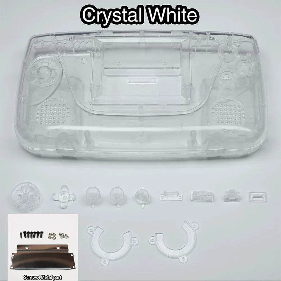 Game-Gear-Gehäuse (transparent weiß) mit Tasten