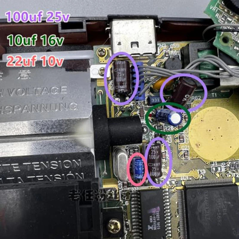 Capacitor values for the Game Gear sound board