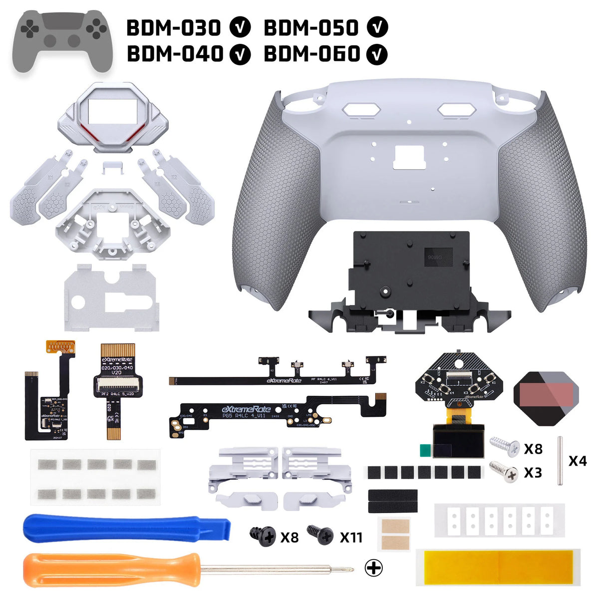 eXtremeRate SPARK back button kit for PS5 controller, White and grey — image 27